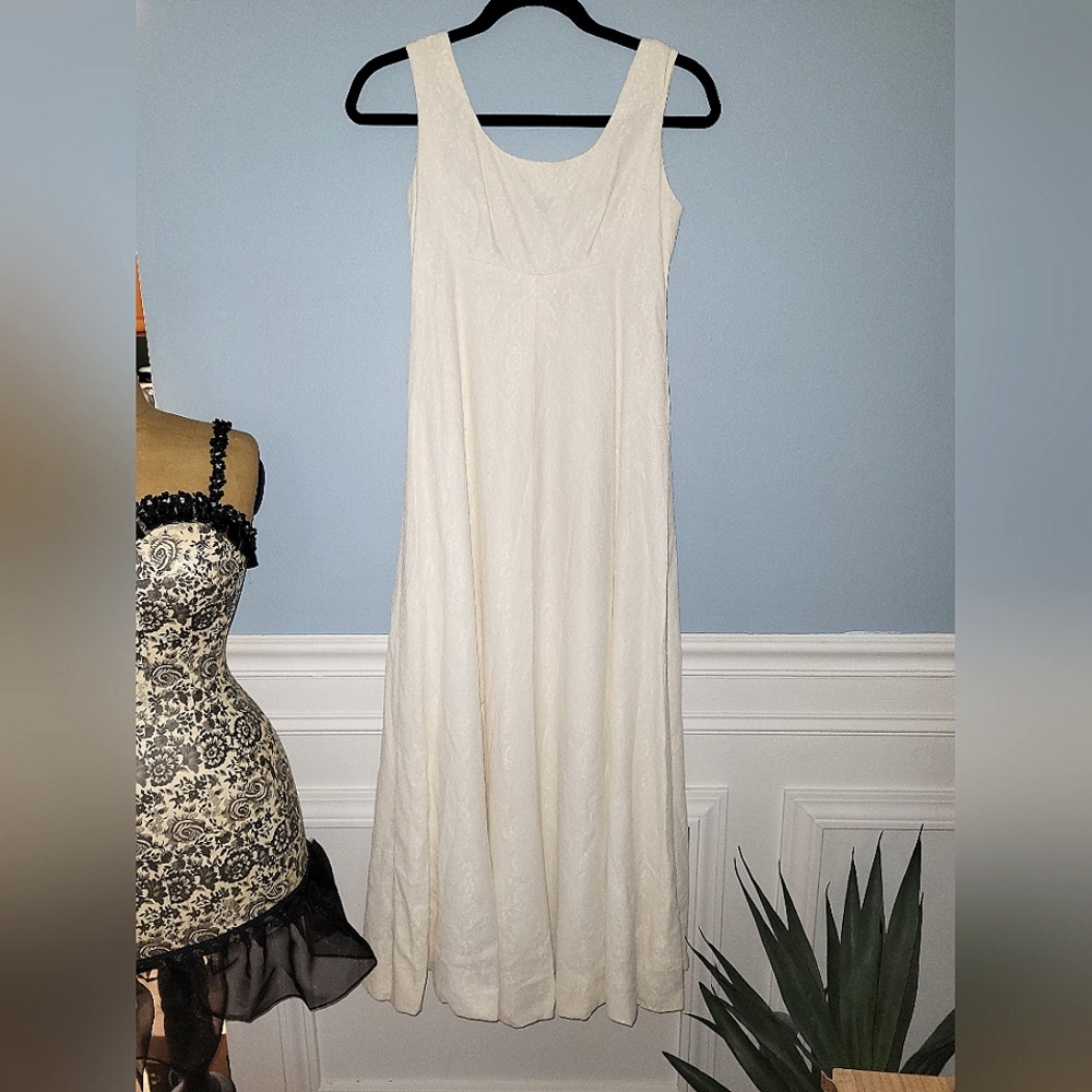 Vintage Handmade Ivory White Lace Small Regency Style Empire Waist Dress Wedding